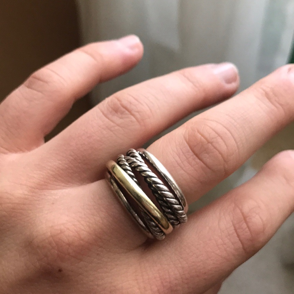 David Yurman Cross Over Ring with 14K Gold